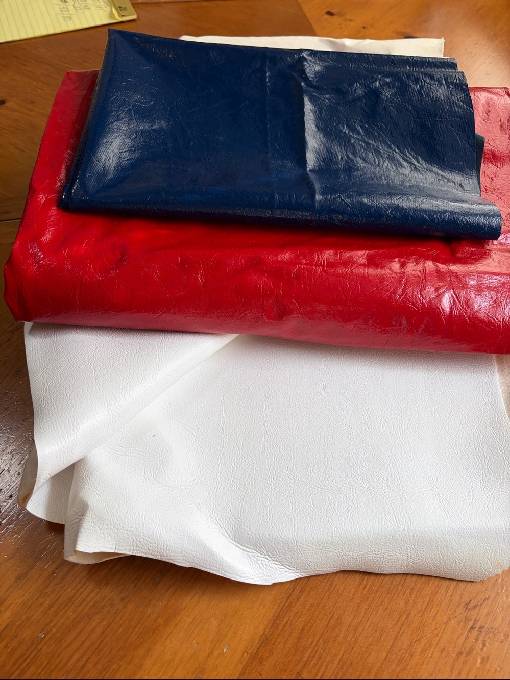 Glossy Patent Faux Leather Fabric Lot – Red & Blue Pieces – Vintage